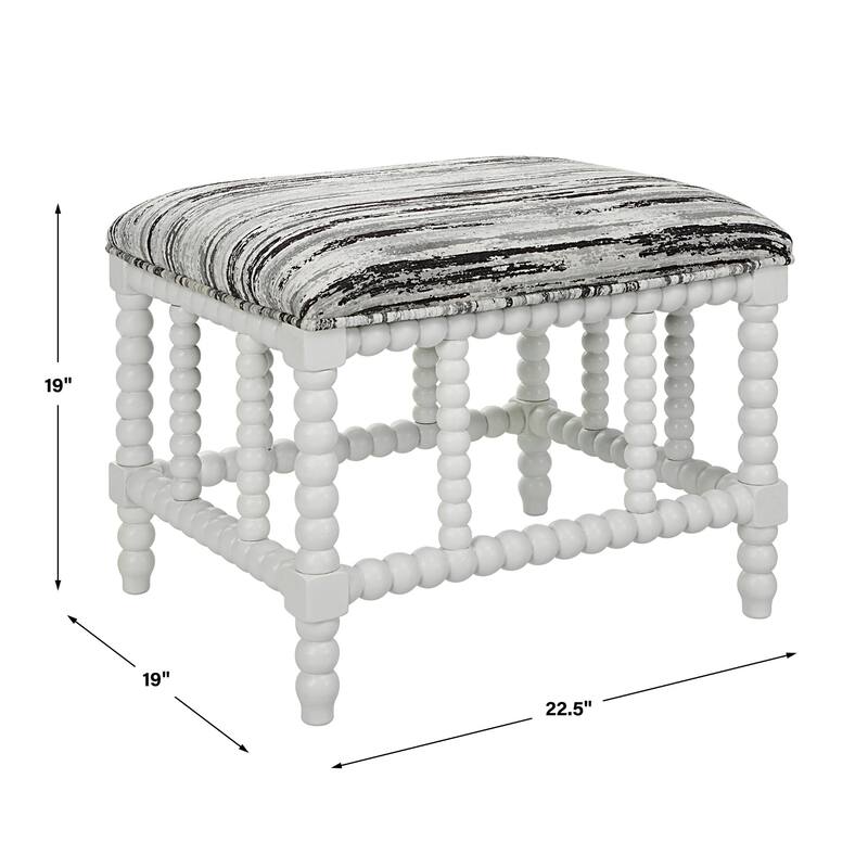 Small Upholstered Bench with Turned Base - 22.5" - White