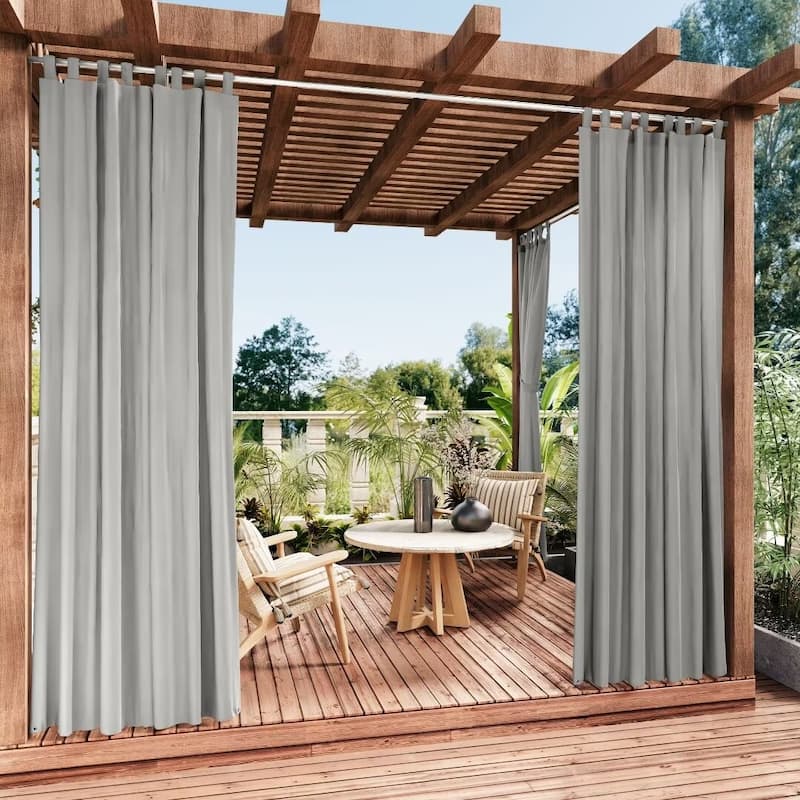 Outdoor Cabana Solid UV Protected Privacy Tab Top Panel - 52"Wx96"L - Grey
