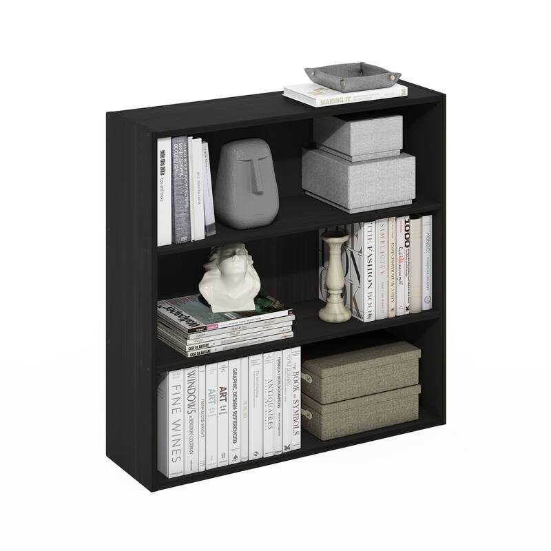 31.5 in. Tall Espresso Wood 3-Shelf Bookcase