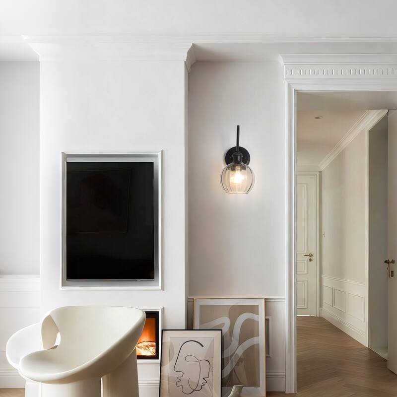 Modern 1-Light Bathroom Vanity Wall Sconce with Textured Glass Shade