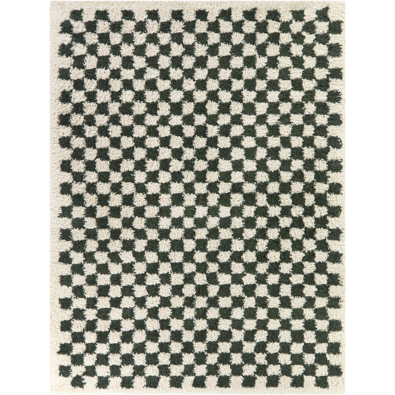 Covey Plush Checkered Thick Shag Area Rug