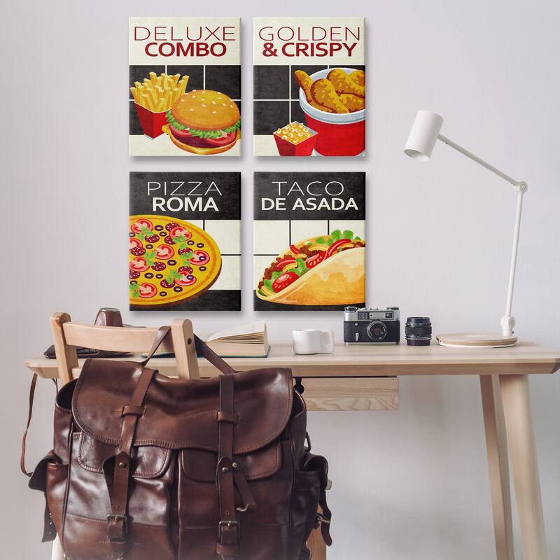Stupell Fast Food American Cuisine Canvas Wall Art Design By Kim Allen (Set of 4)