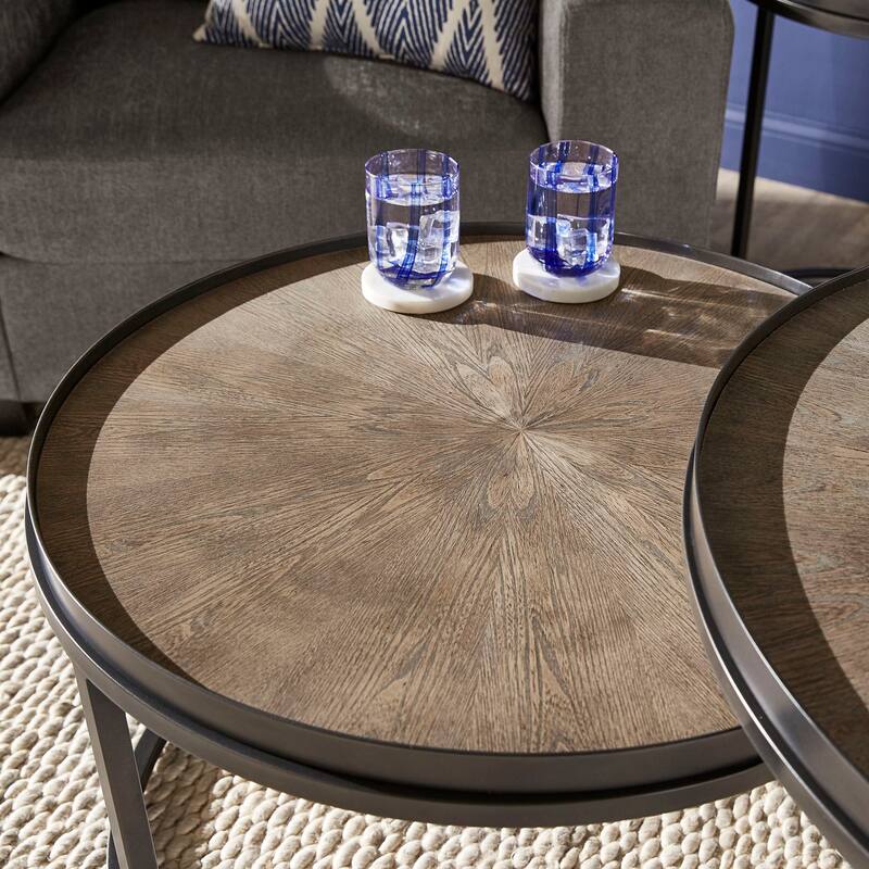 Bricken Grey Oak Finish Round Nesting Table Set by iNSPIRE Q Modern