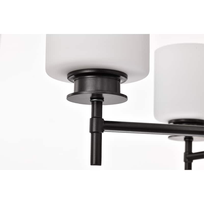 Warren 28 Inch 5 Light Chandelier Gun Metal with Satin White Glass - Gun Metal