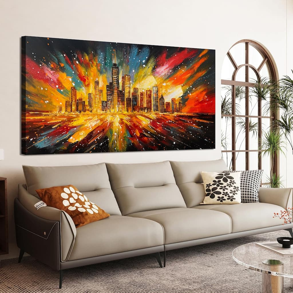 Modern Abstract Wall Art Prints Artwork for Walls Colorful City