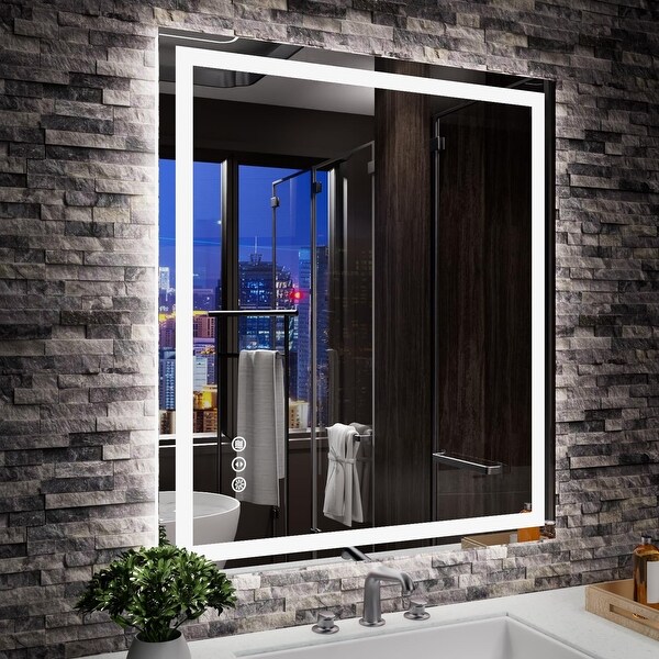 Apmir Full Size Frameless Front and Back LED Lighted Bathroom Vanity Mirror Anti Fog in Tempered Glass ETL On Sale Bed Bath Beyond 39904157