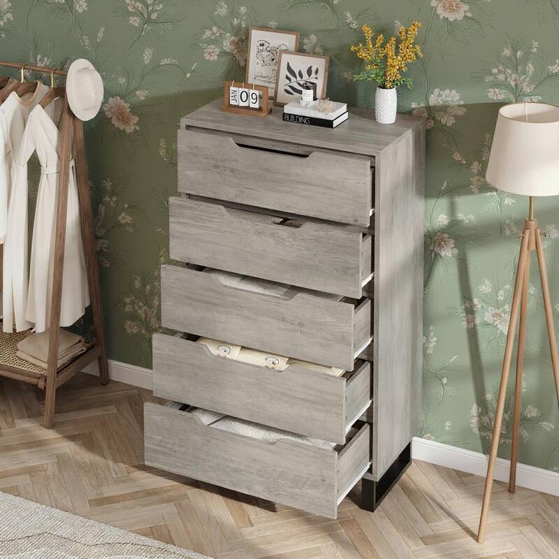50" Tall Dresser, with Storage, 5 Dresser