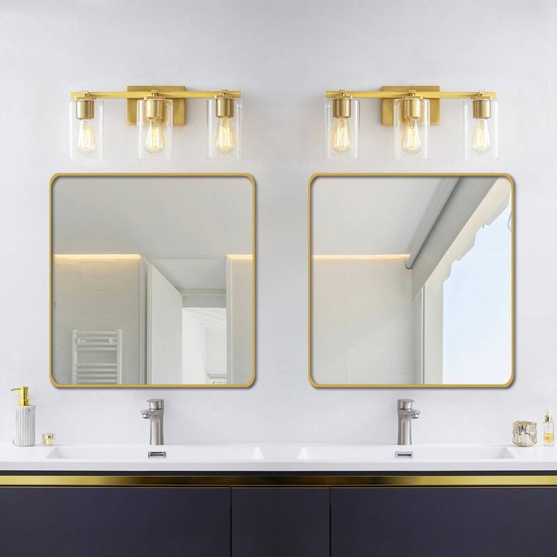 KAWOTI 20.75in. 3-light Bathroom Vanity Light with Square Glass