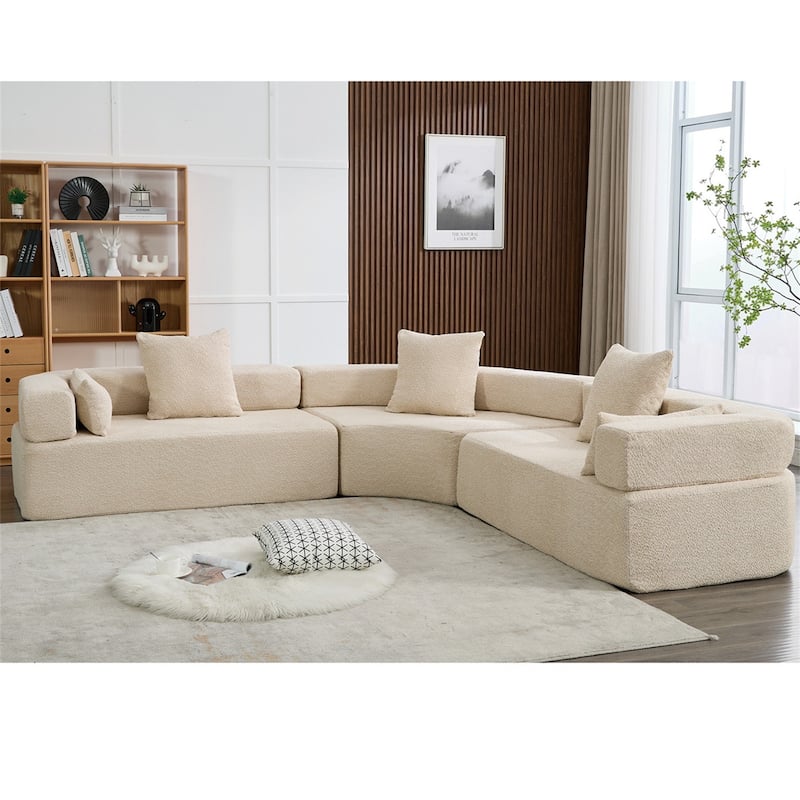 4-Seat Living Room Oversized Upholstered Curved Modular Combination Sofa