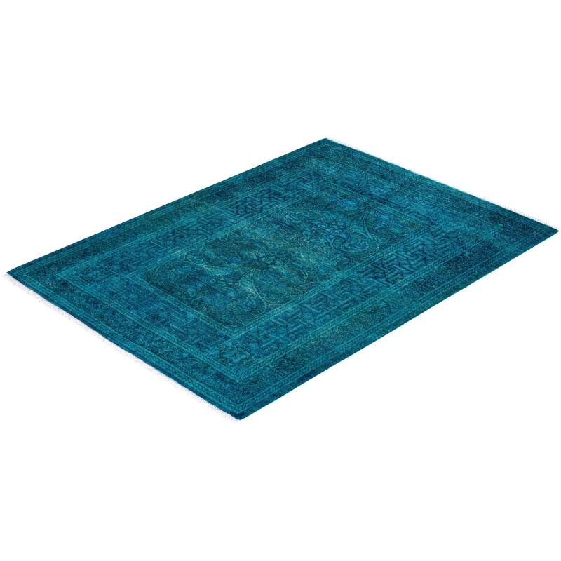 Contemporary Overdyed Wool Hand Knotted Area Rug - 2' 9" x 3' 8"