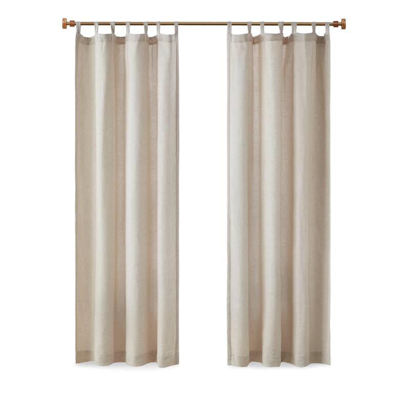 Madison Park Barnet Faux Linen Tab Top Fleece Lined Curtain Panel - 84" Panel