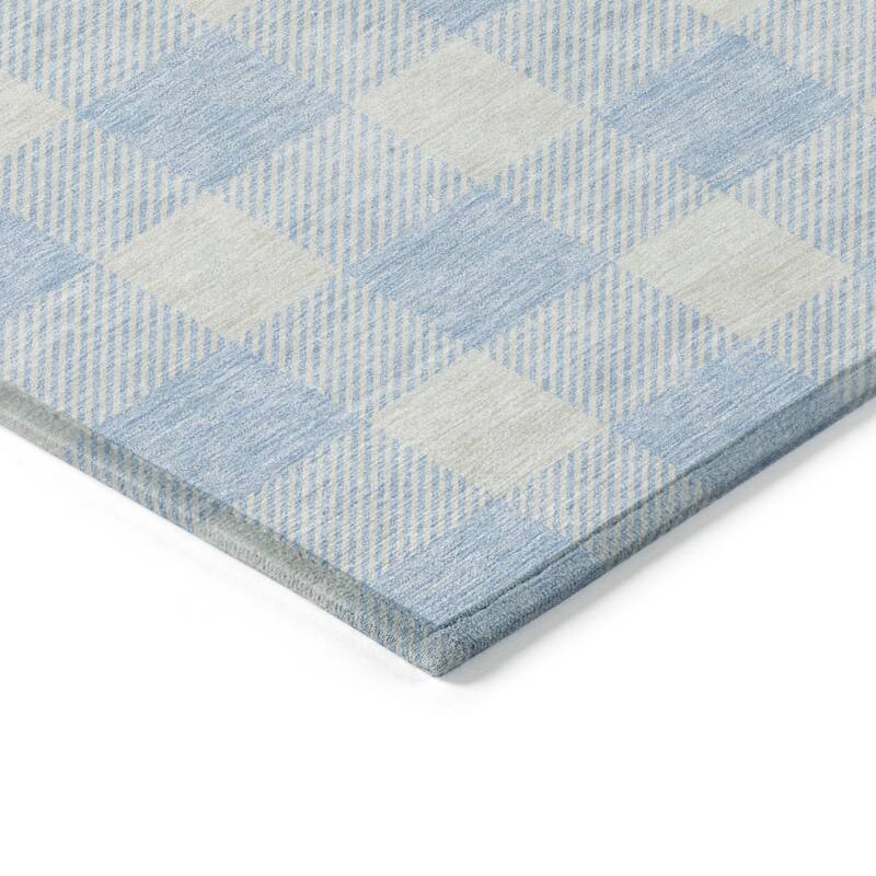 HomeRoots Plaid Transitional Rectangle Outdoor Rug