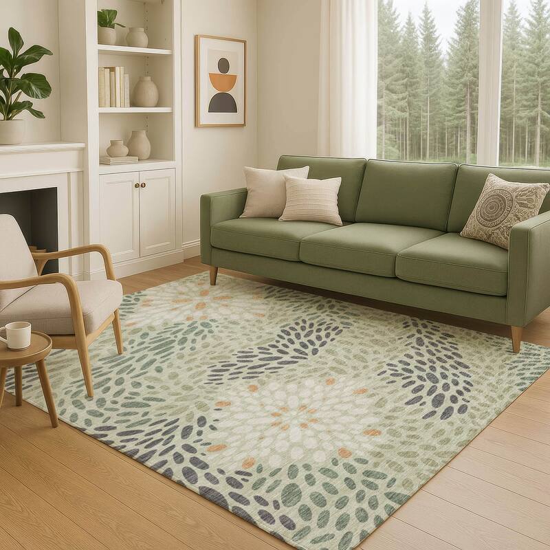 Machine Washable Indoor/ Outdoor Modern Genoa Chantille Rug