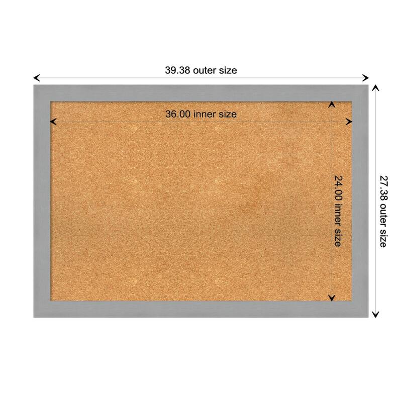 Brushed Nickel Framed Cork Bulletin Memo Board