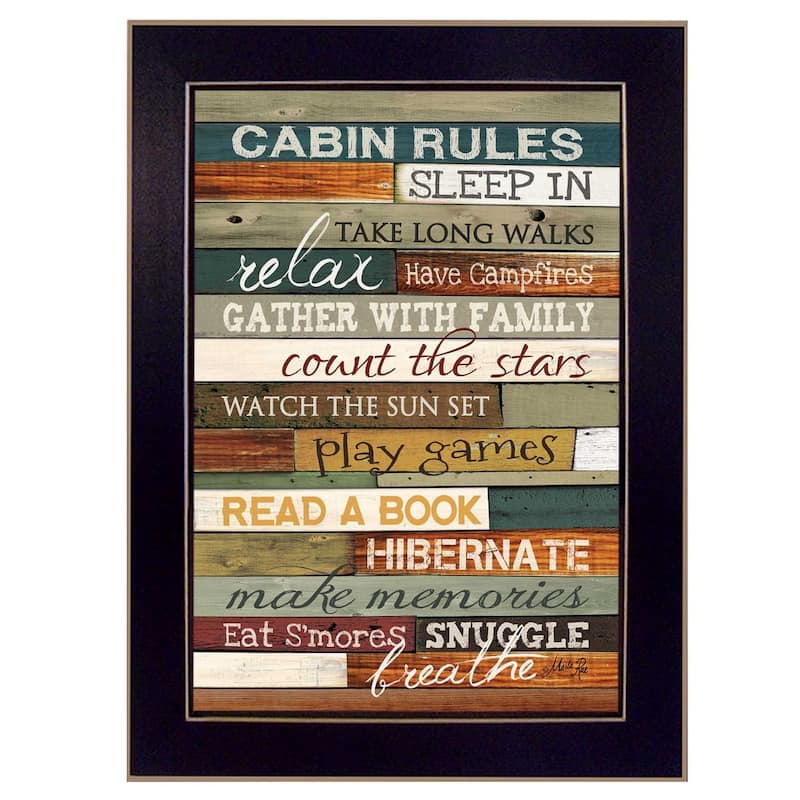 TrendyDecor4U Contemporary "Cabin Rules" Framed Print Wall Art by Marla Rae