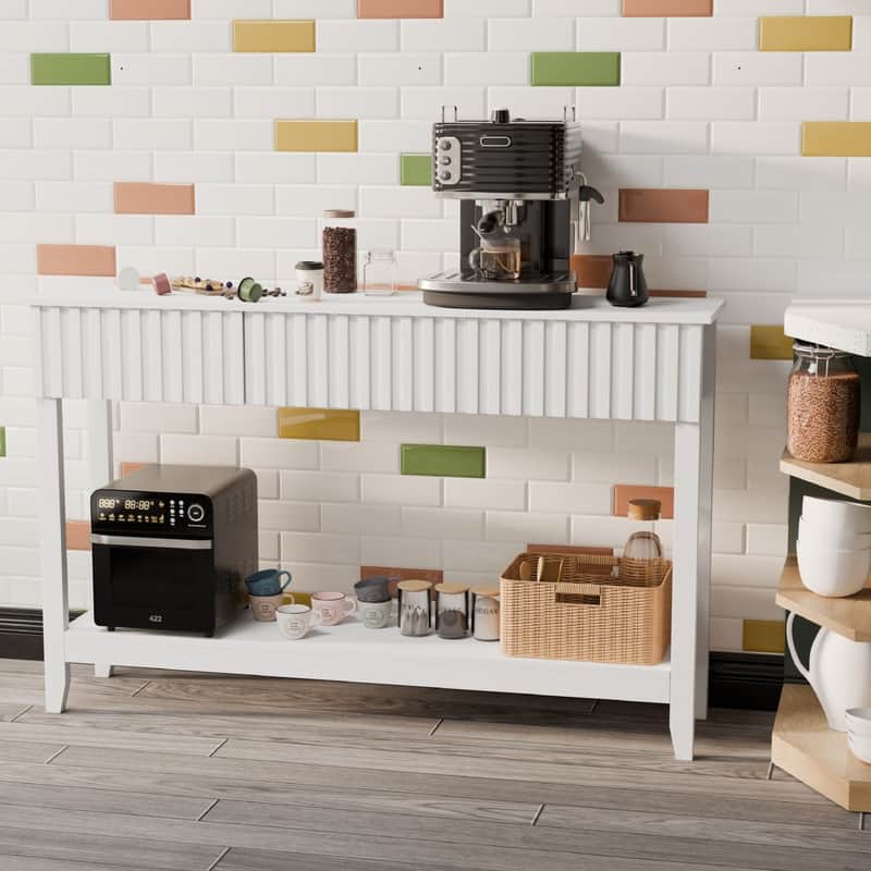 VINGLI White 2-Layer 3-Drawer MDF Grille Entry Table