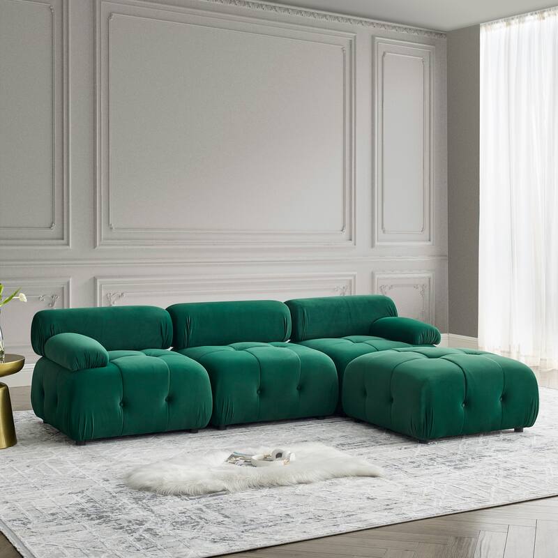 Ouyessir Modern Velvet Upholstered Large Modular Sectional Sofa with Removable Armrest