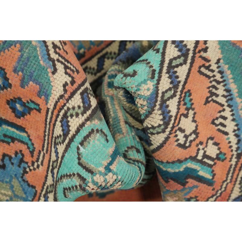 Hand Knotted Oriental 100% Wool Carpet Traditional Floral Oranges & Rust Tabriz Area Rug - 6' 3'' X 4' 5''