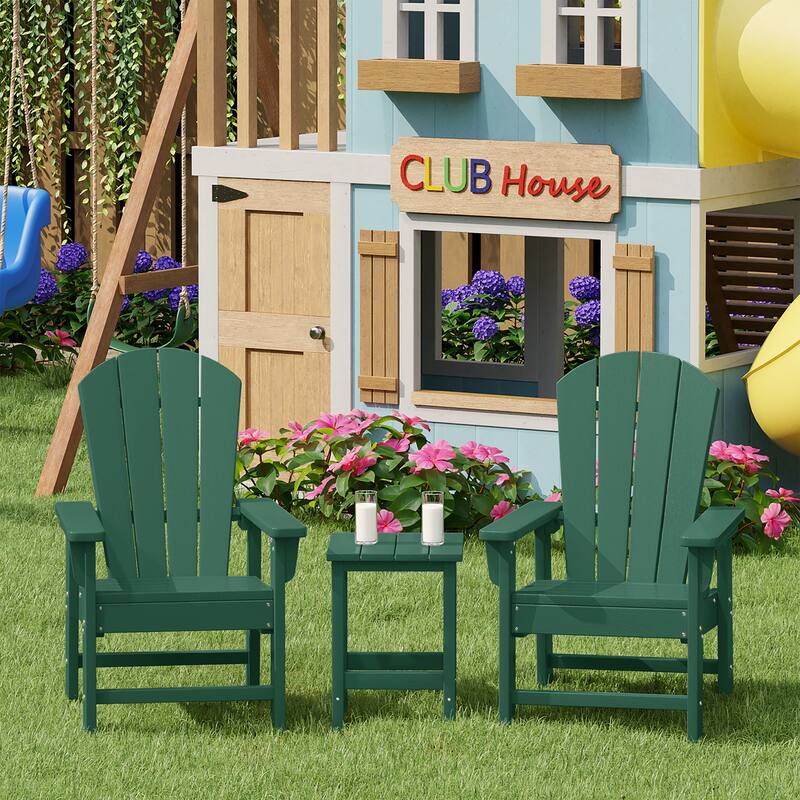 Laguna Kids Outdoor Poly Adirondack Chair With Side Table 3-Piece Set