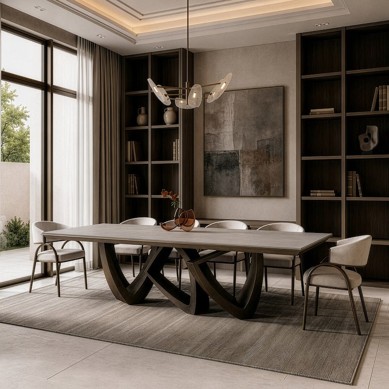 Hudson Modern Off-White Fabric & Bronze Dining Chair