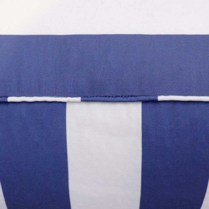 Pasargad Home Galaxy White/Blue Striped Pouf, 17"H