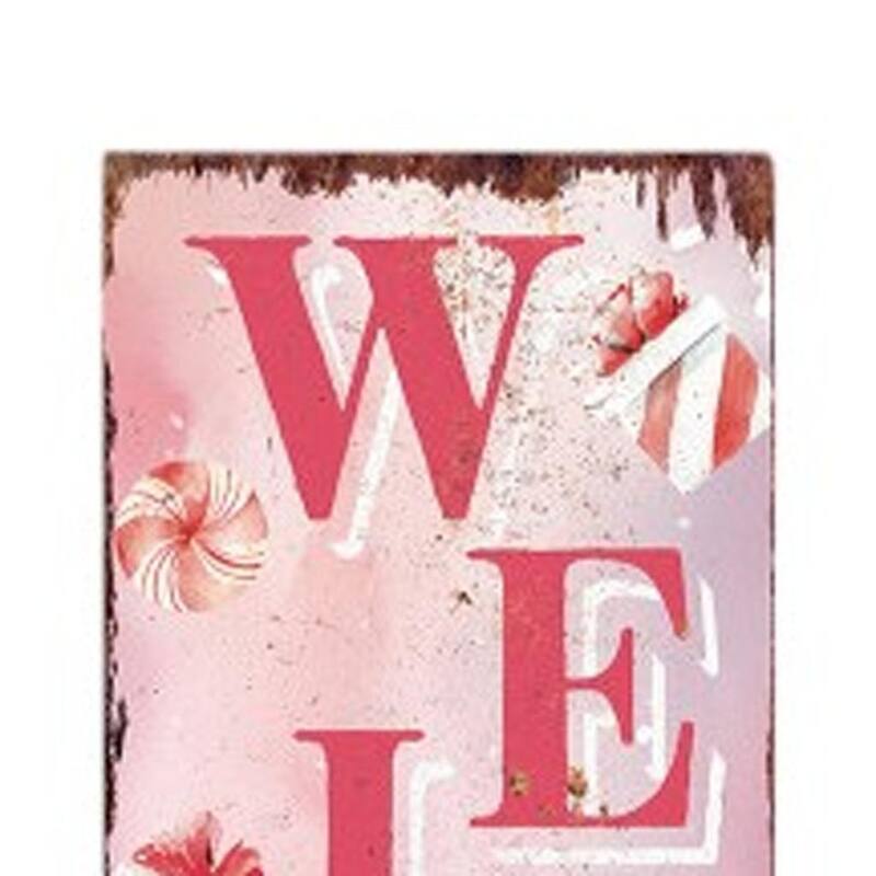 HomeRoots 42" Pink And White Solid Wood Welcome Christmas Santa Garden Stake