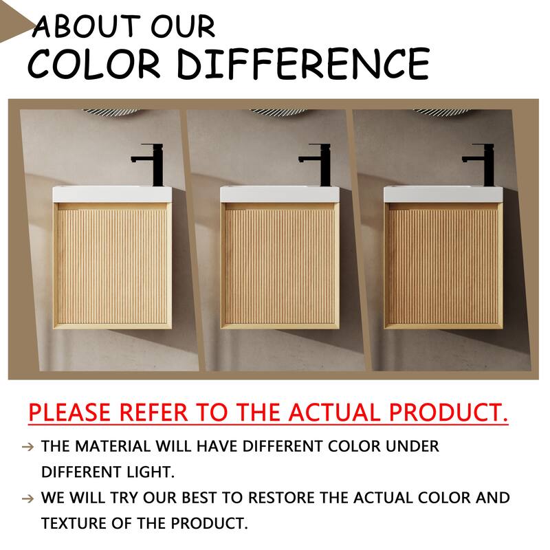 GDFStudio - Helsinki 18.5" Modern Wall-Mounted Bathroom Vanity Set with Resin Sink, Soft Closing Door & Antirust Hardware