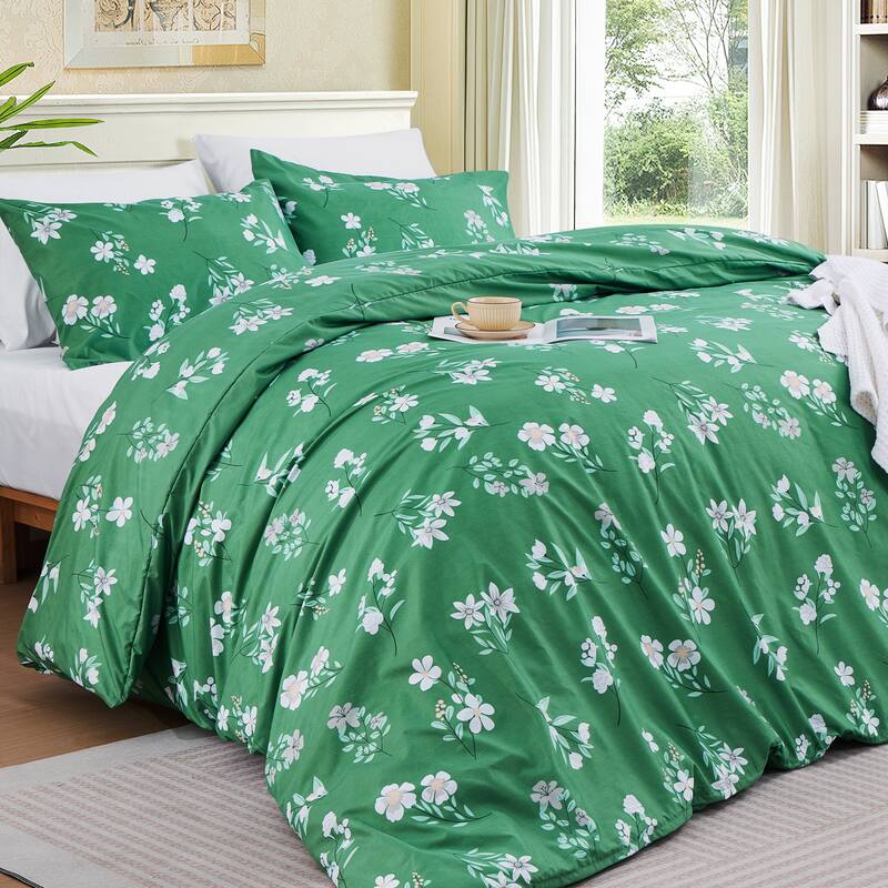 JEAREY 3-Piece Luxury Duvet Cover & Sham Set - Verdant Summer - Twin