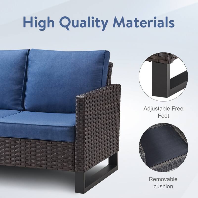 Patio Conversation Set 9 Piece with Propane Fire Pit Table