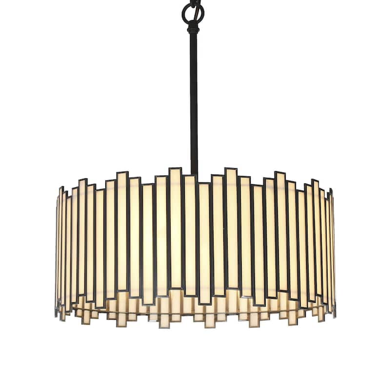 Tifany Modern Gold 4-Light Drum Chandelier Colored Glass Lights for Kitchen Island Bedroom