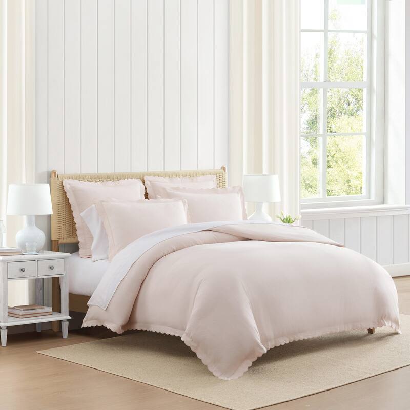 Martha Stewart Signature Scallop Solid Duvet Cover Set