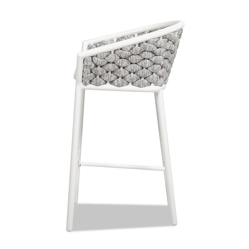 Rope Barrel Low Back Patio Counter Stool