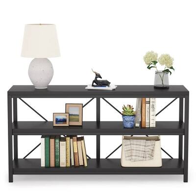 55 Inch Wooden Console Table with Sturdy Metal Frame Shelves for Storage and Decoration - 55.12”L x 11.81”W x 29.92”H