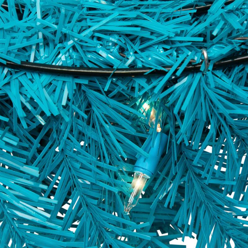 Pre-Lit Artificial Pine Christmas Wreath - 24" - Turquoise - Clear Lights