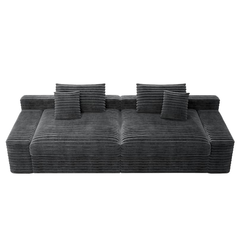 Cloud Boneless Sectional Couch, Modular Deep Seat Sofa, Upholstered Loveseat Corduroy Foam Sofa Couches for Living Room