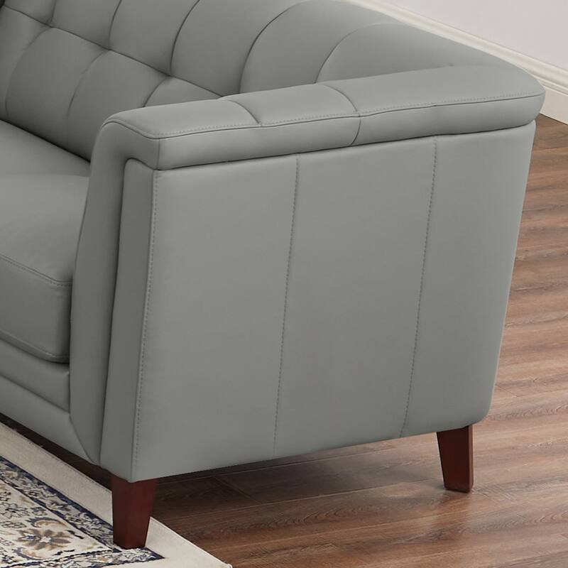 Hydeline Arvo Top Grain Leather Sofa Loveseat and Chair Set with Feather, Memory Foam and Springs