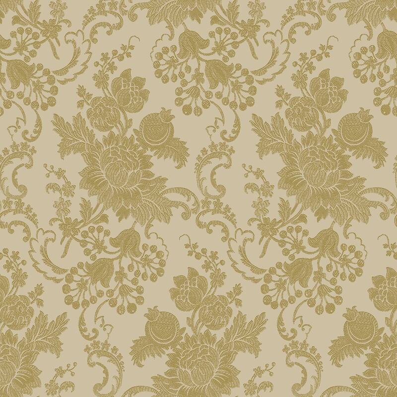 Galerie Wallcoverings Italian Classics 4 Collection Embossed Floreale Floral Bunch Vinyl on Non-woven Matte Wallpaper Roll - 33 feet x 21 inches - Gold