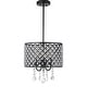 preview thumbnail 9 of 13, Avah Metal/Crystal Adjustable LED Drop Chandelier, Black/Clear by JONATHAN Y