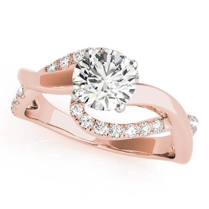Auriya 14k Gold 1ctw Moissanite and Diamond Engagement Ring 1/4ctw - Rose - 6.5