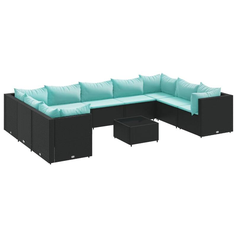 vidaXL Patio Lounge Set with Cushions Sectional Sofa Garden Backyard Poly Rattan - 24.8" x 24.8" x 22.6"