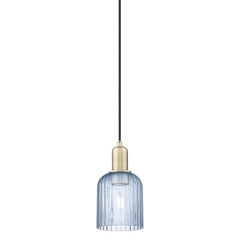 Innovations Lighting 716-1P-10-5 Bridal Veil Pendant Bridal Veil 5" - Antique Brass / Blue