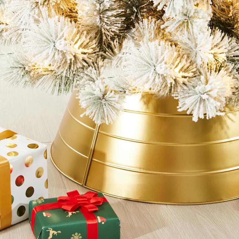 Glitzhome 22"D/26"D Christmas Classic Galvanized Metal Tree Collars