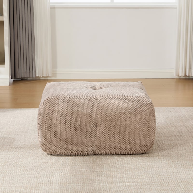 31" Modular Cloud Armless Accent Chair with Ottoman Set, Modern Boneless Deep Seat Single Sofa Soft Lounger