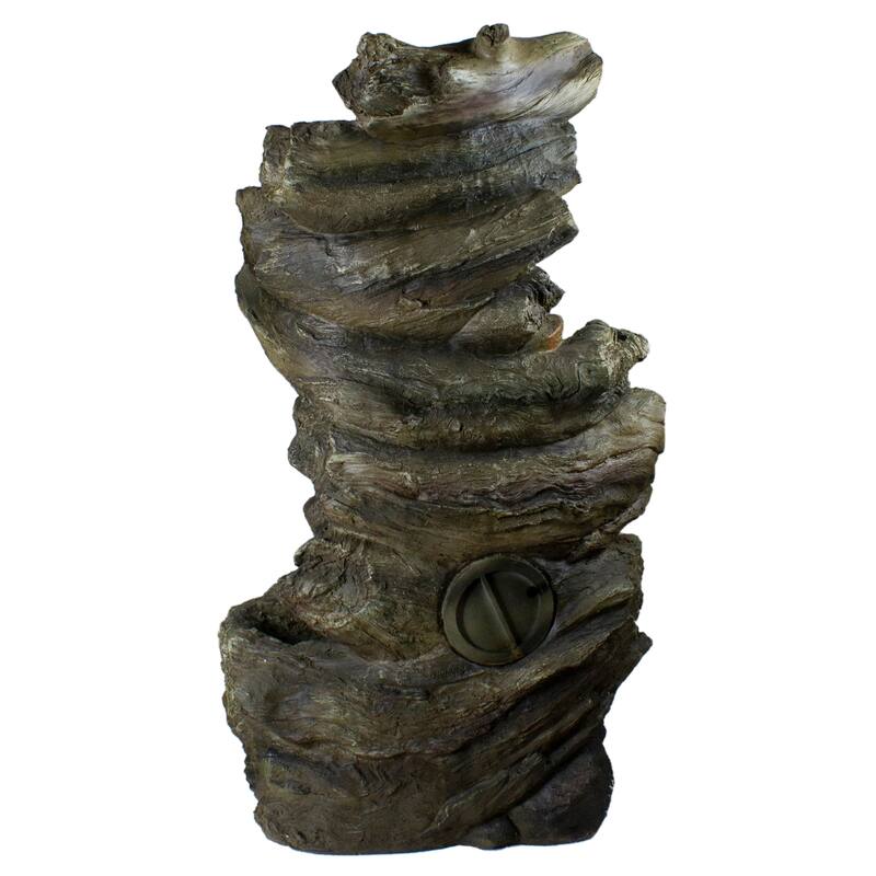 42" Gray Lighted Rock Outdoor Garden Water Fountain