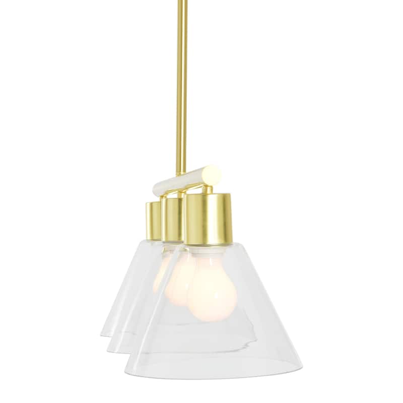 Metal and Glass Linear Chandelier - 33.8"L x 8.6"W x 58.3"H
