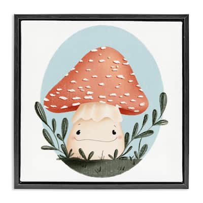 Stupell Smiling Mushroom In Nature Framed Floater Canvas Wall Art Design By Sarah Hickman