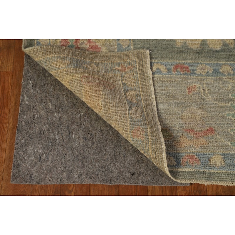 Hand Knotted Oriental 100% Wool Carpet Transitional All-Over Green Oushak Area Rug - 10' 4'' X 8' 2''