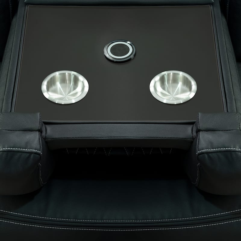 Premium Air Leather Home Theater Loveseat with LED Lights, Recliner with Built-in Speakers & Wireless Charging