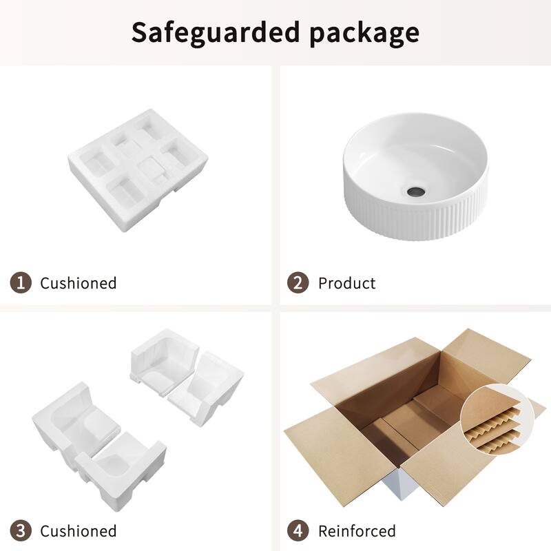 GDFStudio - Lio Modern Textured Ceramic Round Vessel Sink with Above Counter Design - 14"W