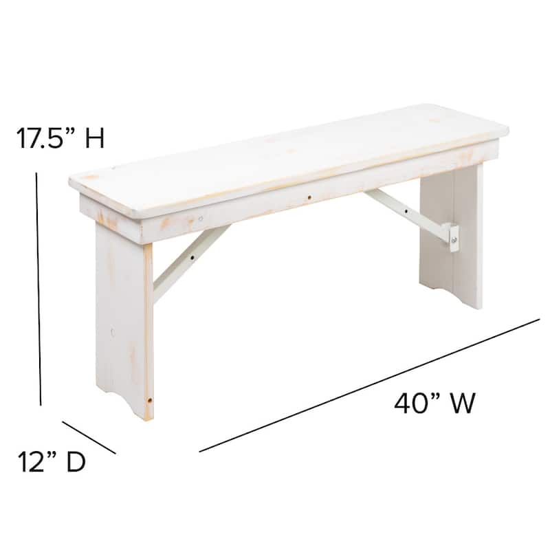 8' x 40" Antique Rustic Folding Farm Table and Four Bench Set